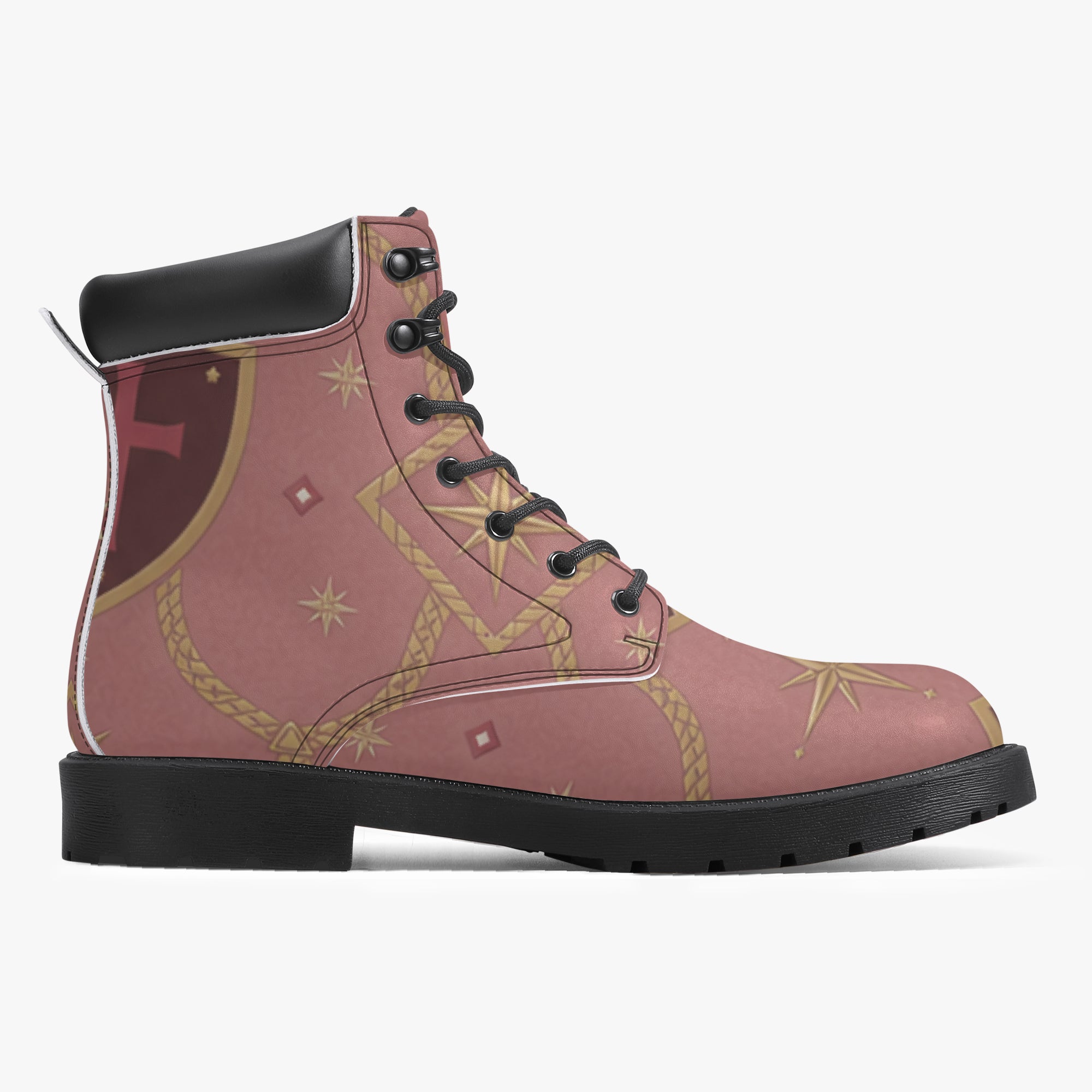 CARRY THE STANDARD leather boot in rose — SANCTUS NOVA house monogram, view 11