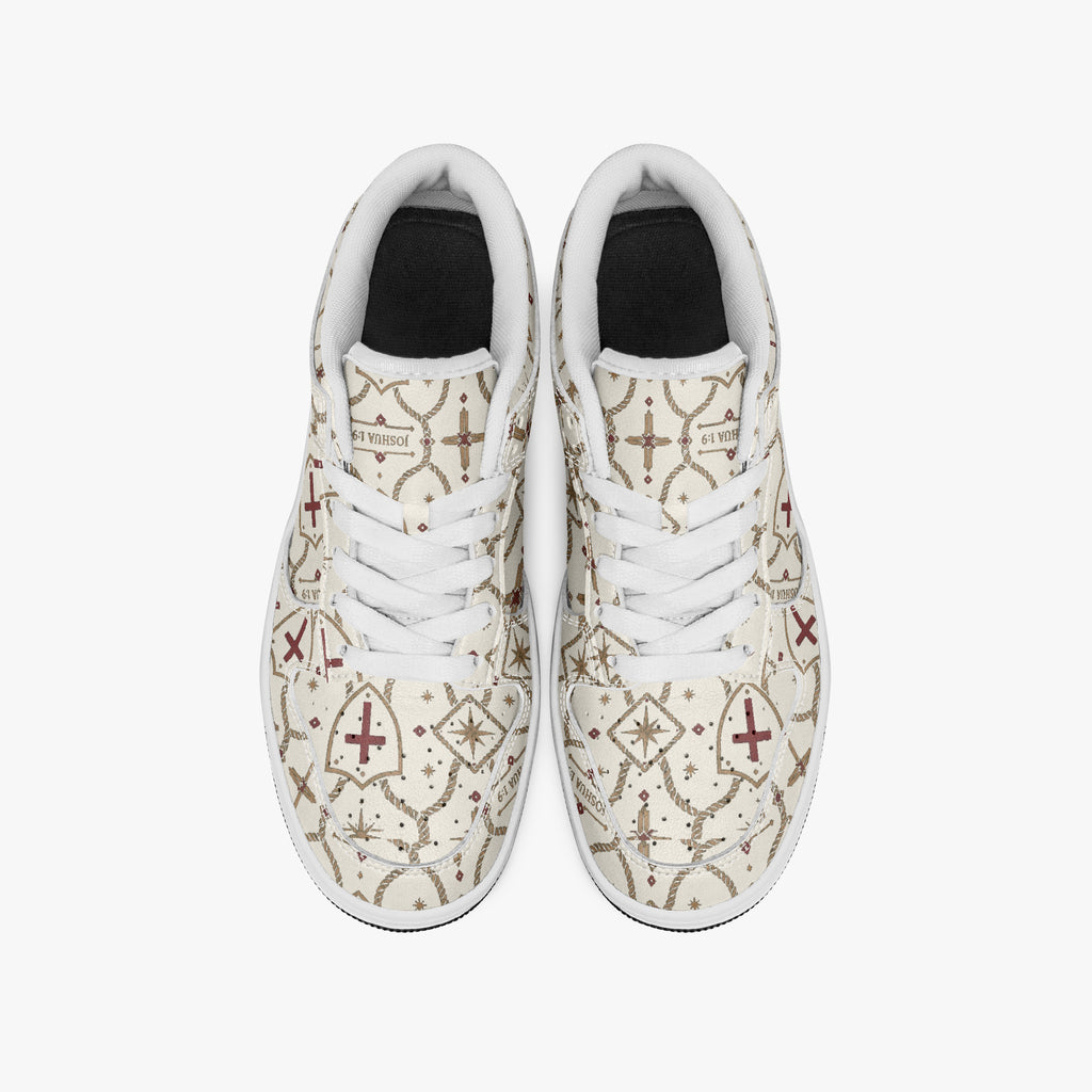 SANCTUS NOVA CARRY THE STANDARD court sneaker in the ivory monogram, top view