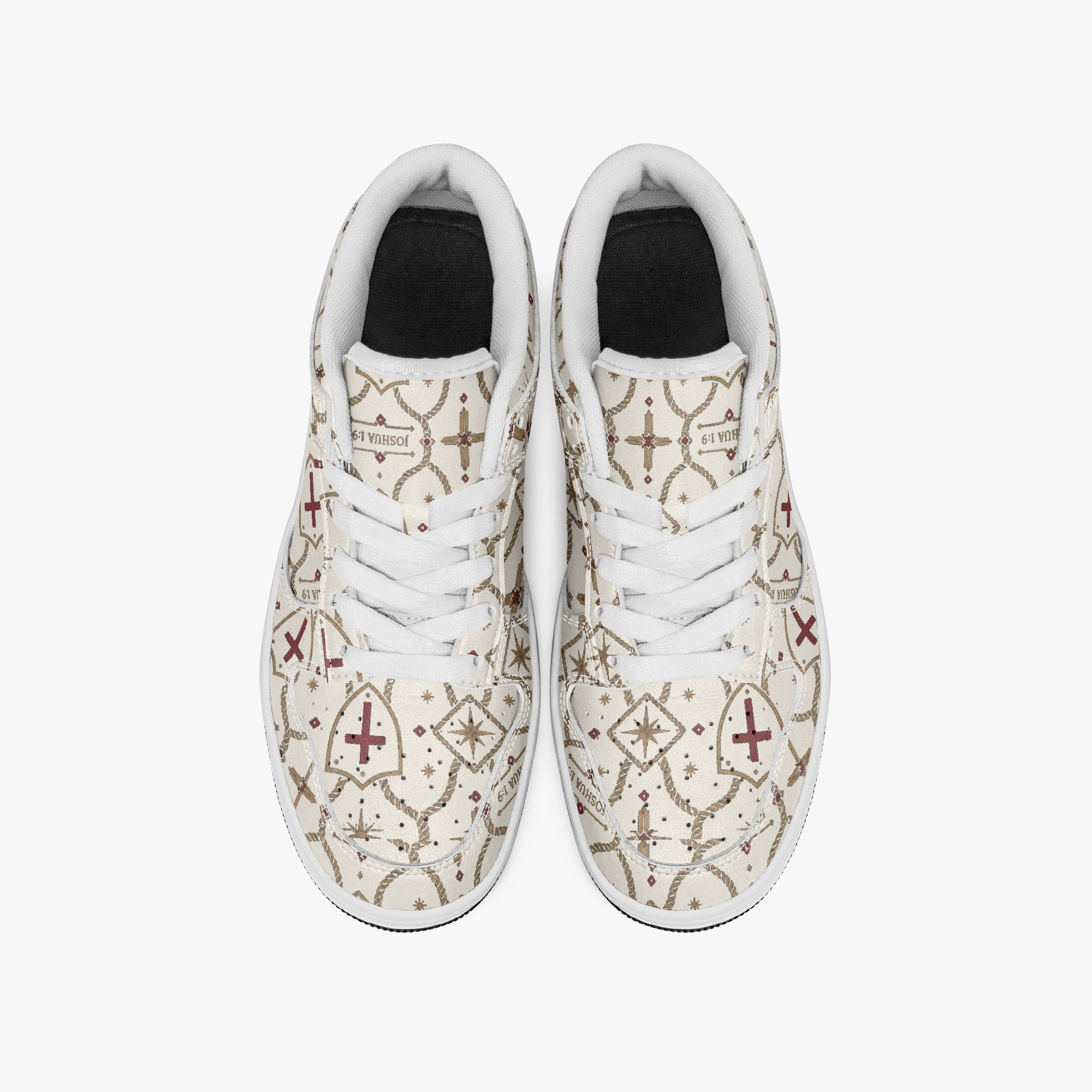 SANCTUS NOVA CARRY THE STANDARD court sneaker in the ivory monogram, top view