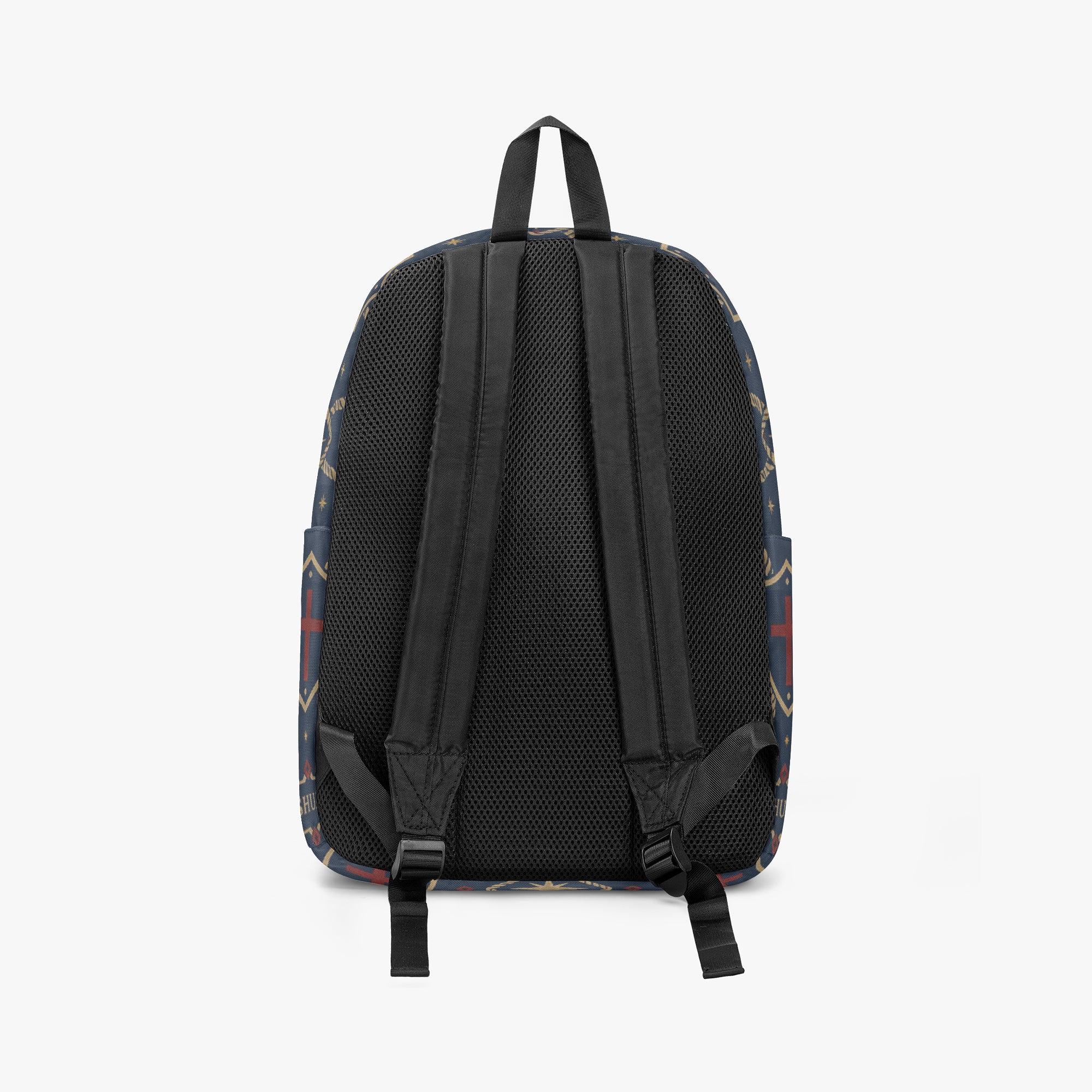 CARRY THE STANDARD full-print backpack in royal navy — SANCTUS NOVA house monogram, view 4