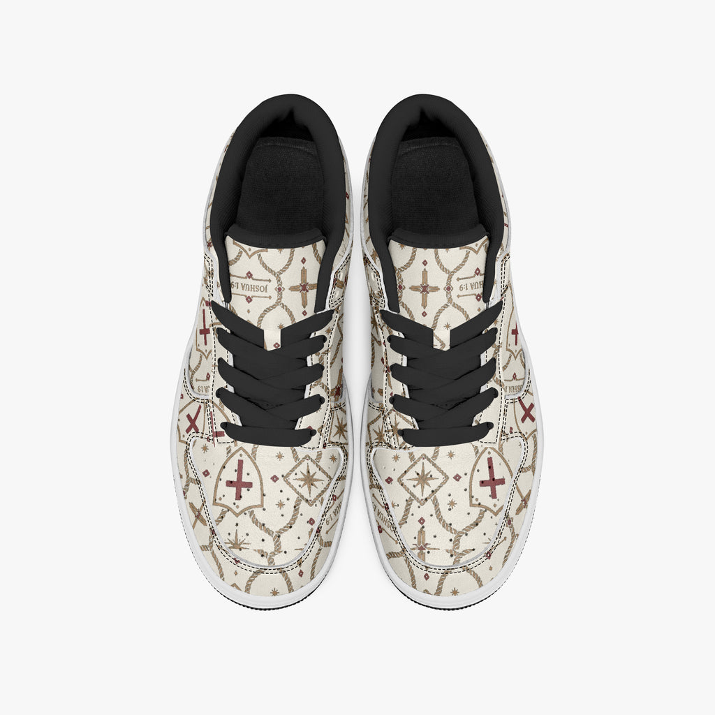SANCTUS NOVA CARRY THE STANDARD court sneaker in the ivory monogram, side profile