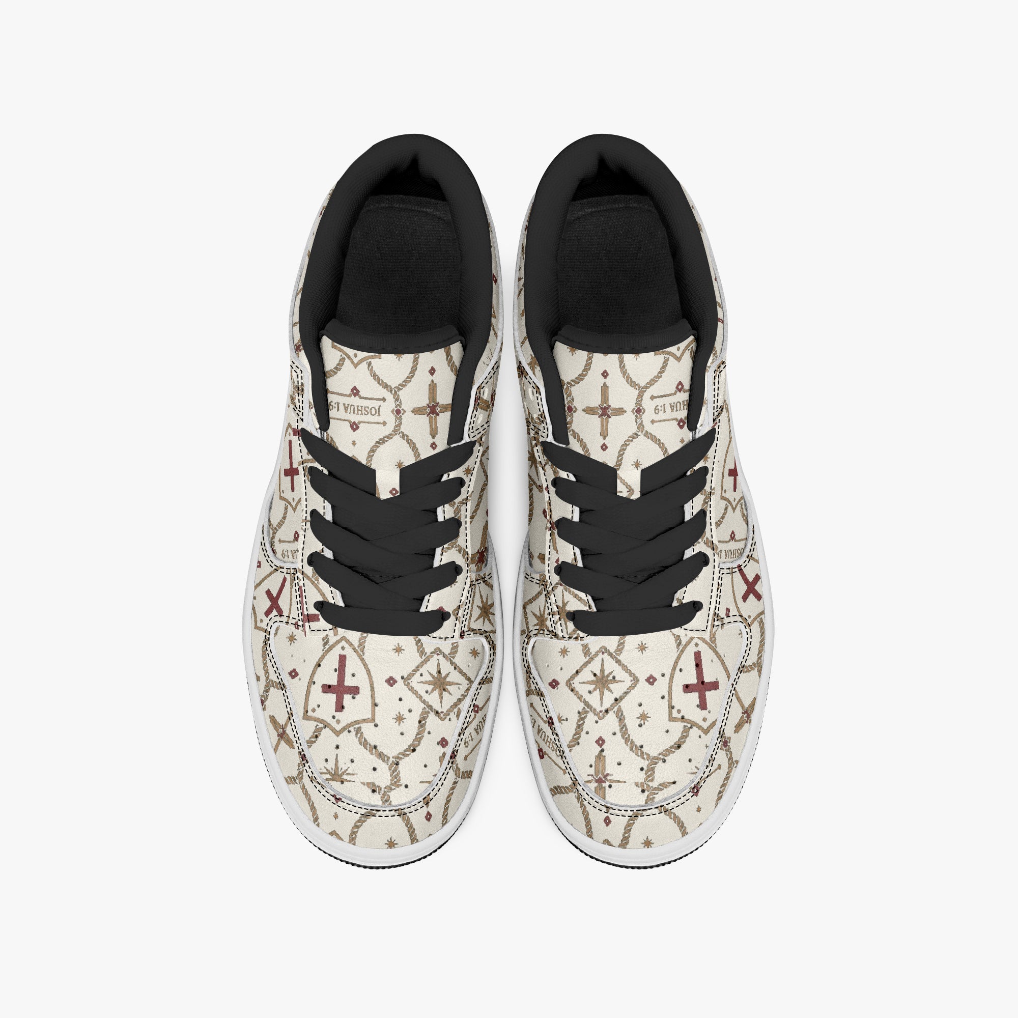 SANCTUS NOVA CARRY THE STANDARD court sneaker in the ivory monogram, side profile