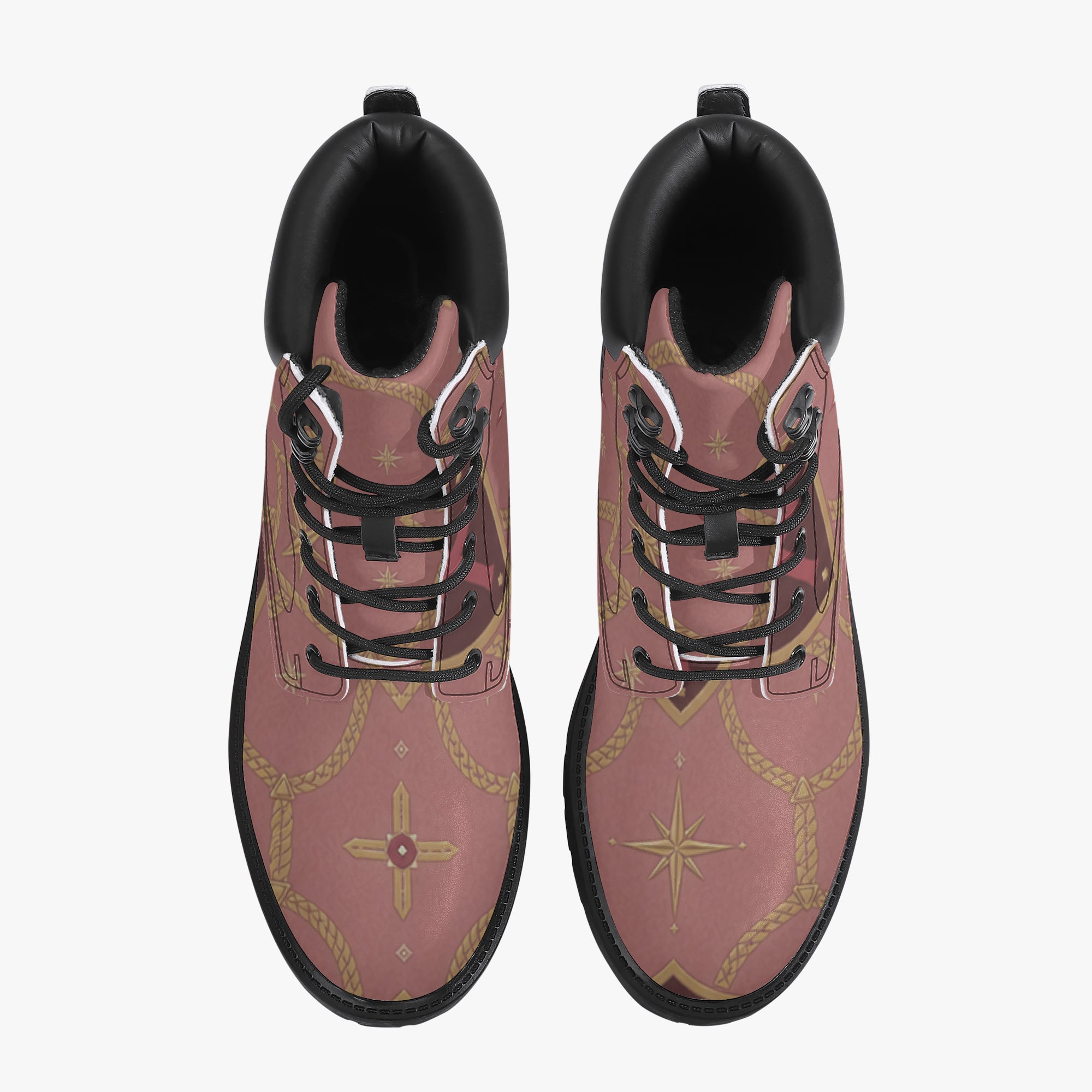 CARRY THE STANDARD leather boot in rose — SANCTUS NOVA house monogram, view 3