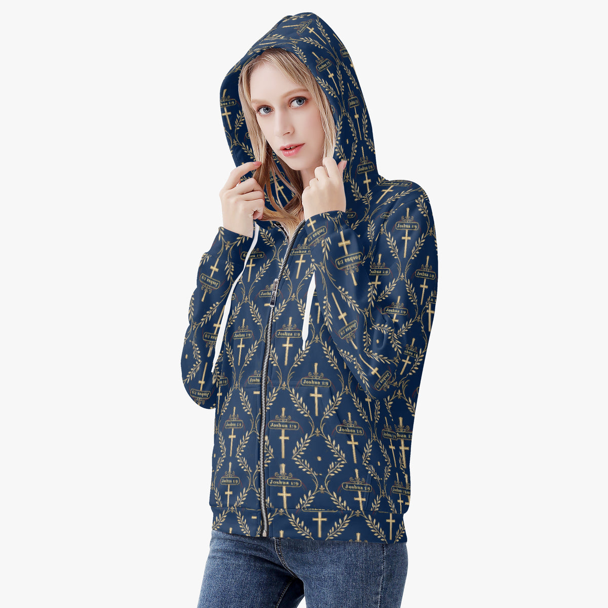 SANCTUS NOVA women's full-zip hoodie in royal navy, view 6