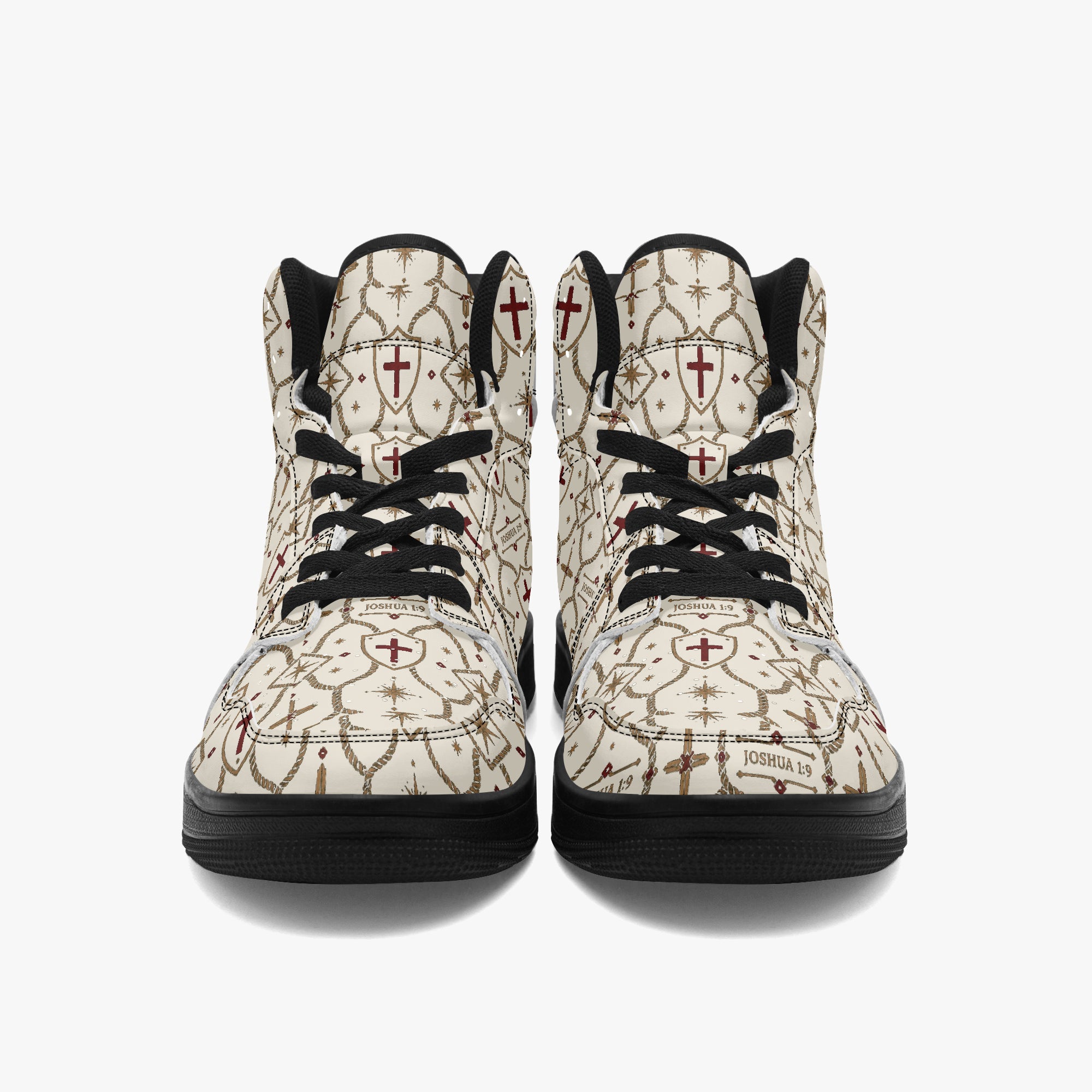 SANCTUS NOVA CARRY THE STANDARD high-top sneaker in the ivory monogram, side profile