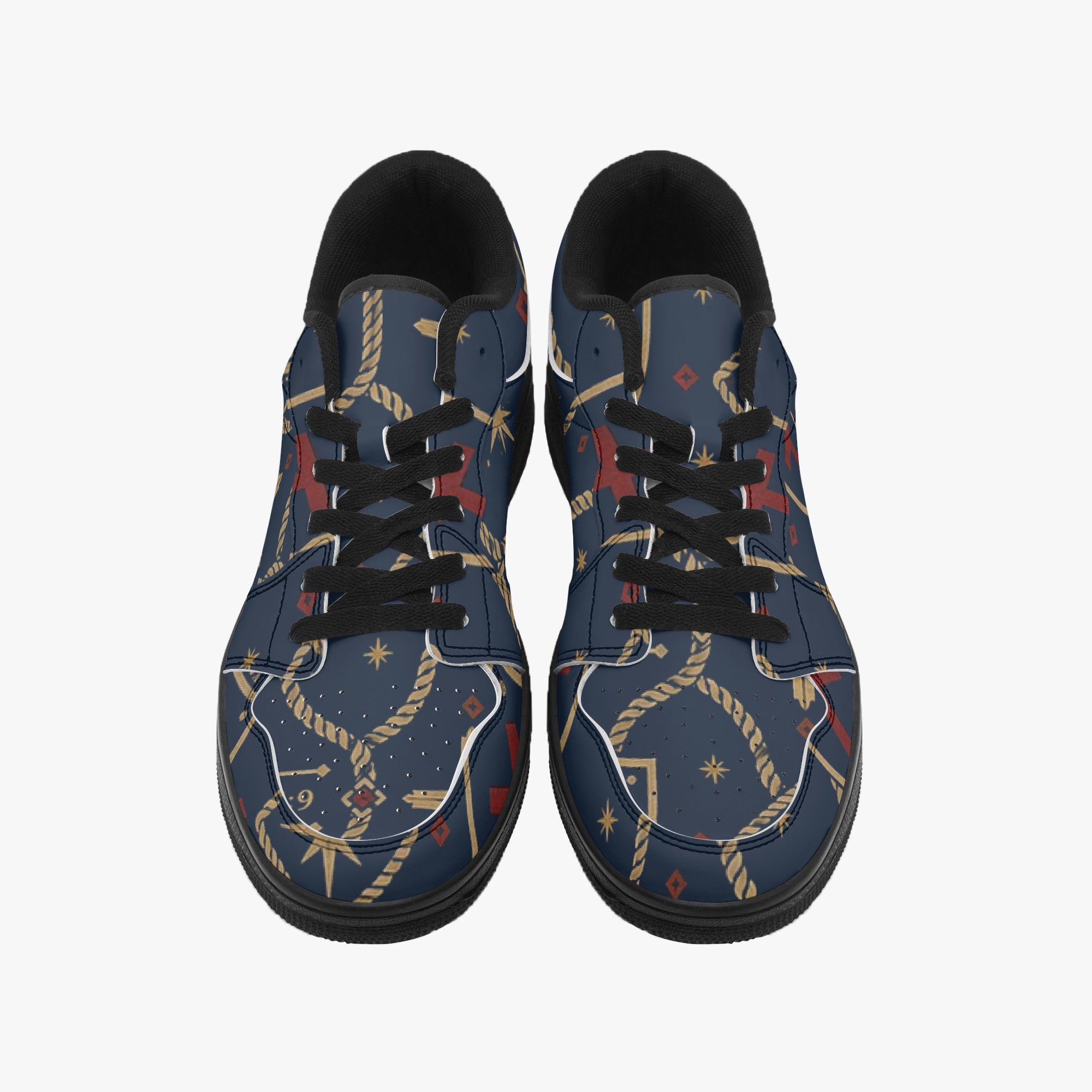 CARRY THE STANDARD low-top sneaker in royal navy — SANCTUS NOVA house monogram, view 2