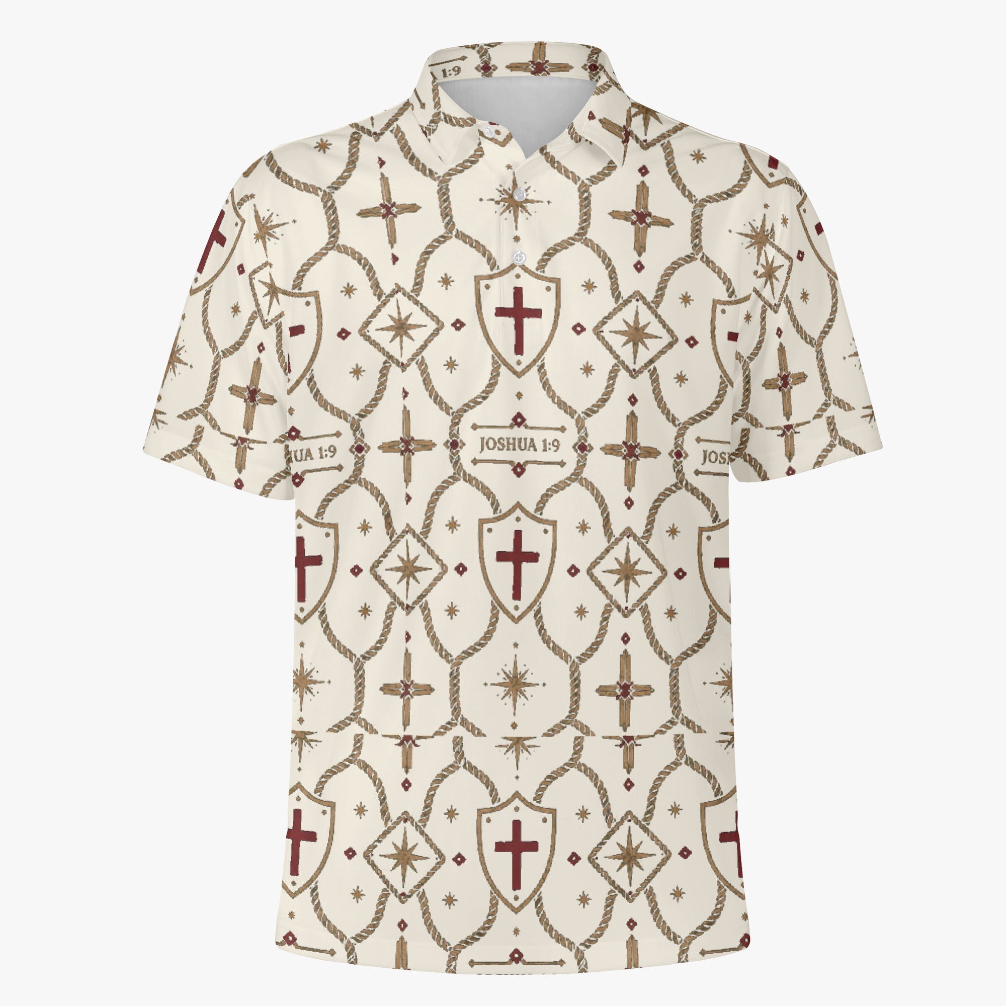 CARRY THE STANDARD polo in ivory — SANCTUS NOVA house monogram, view 3