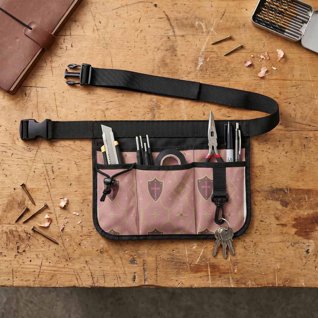 CARRY THE STANDARD utility waist pouch in rose — SANCTUS NOVA house monogram, view 3