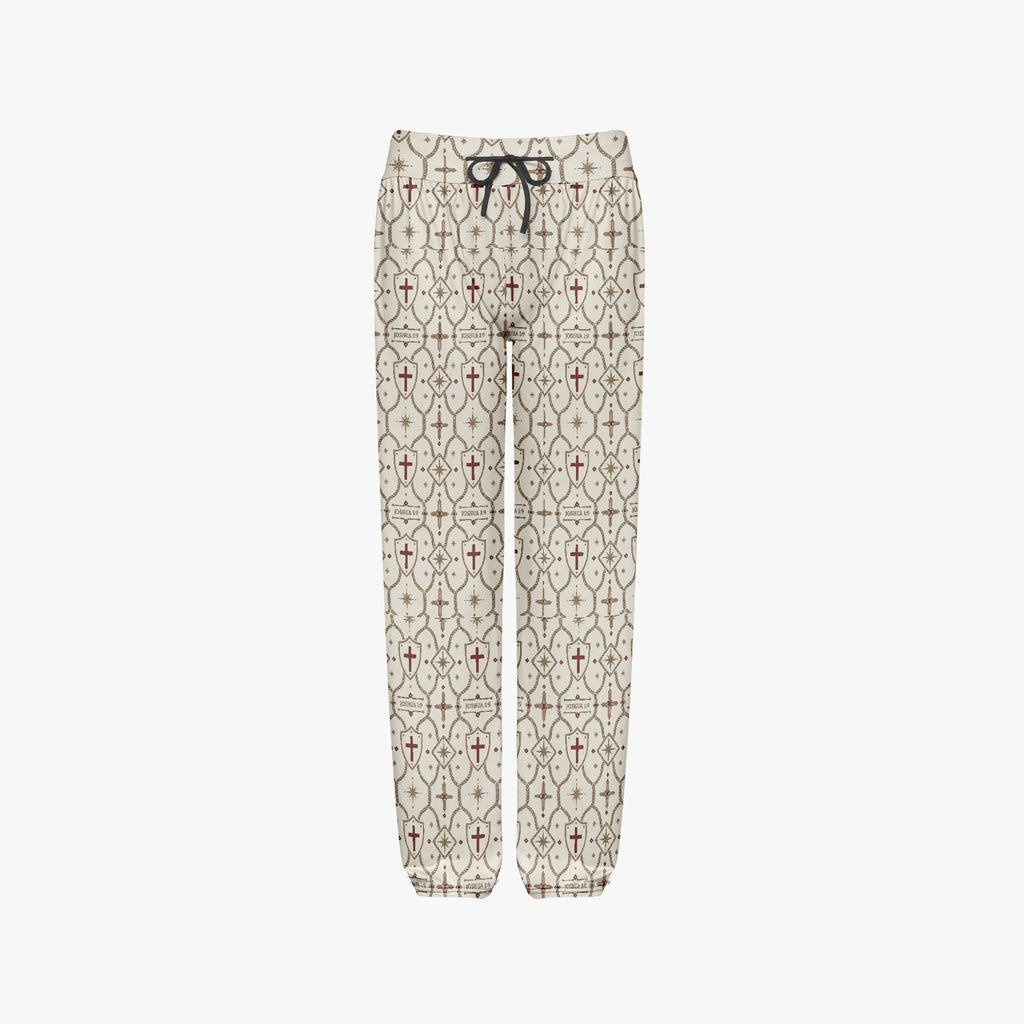 CARRY THE STANDARD women's wide leg pants in ivory, monogram print detail