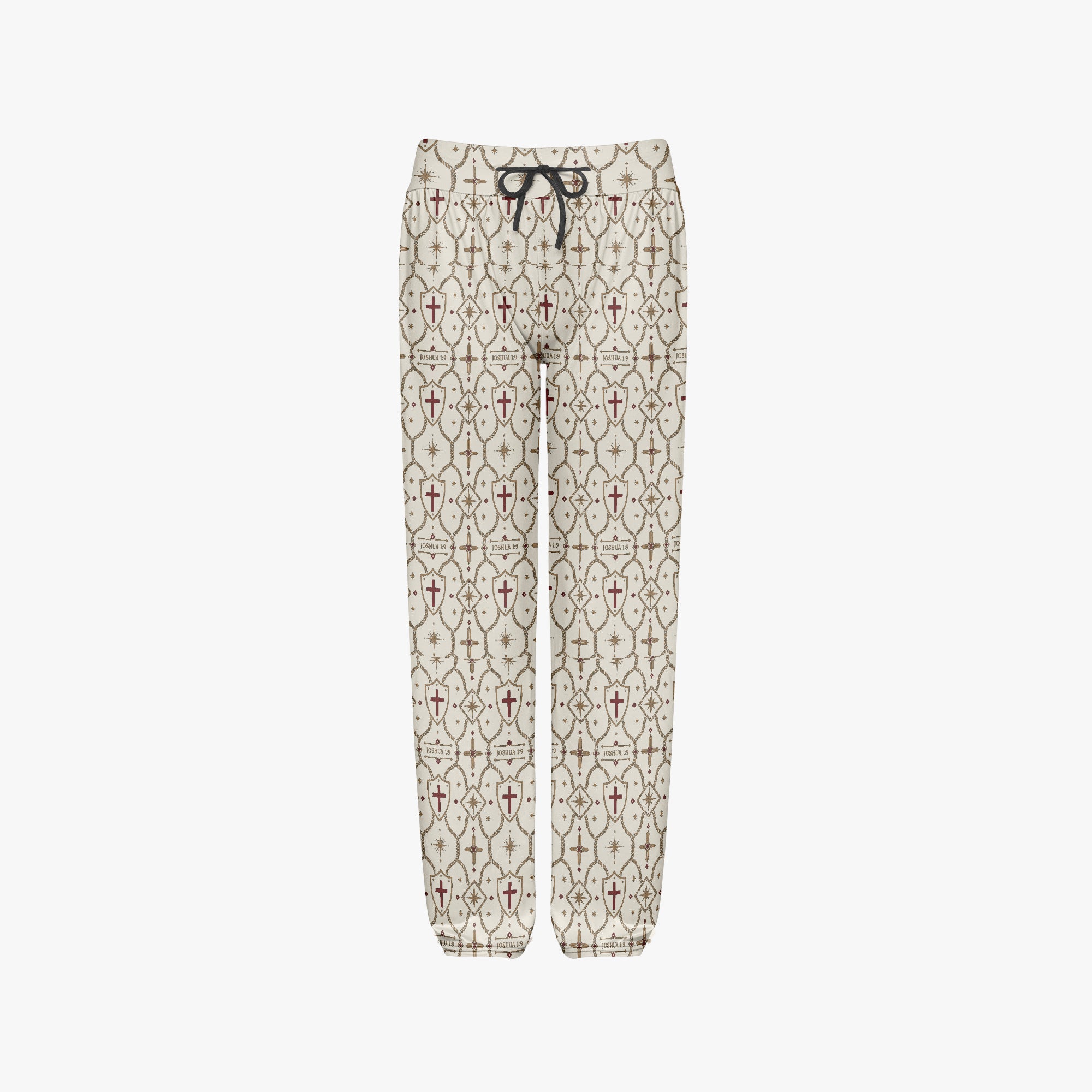 CARRY THE STANDARD women's wide leg pants in ivory, monogram print detail
