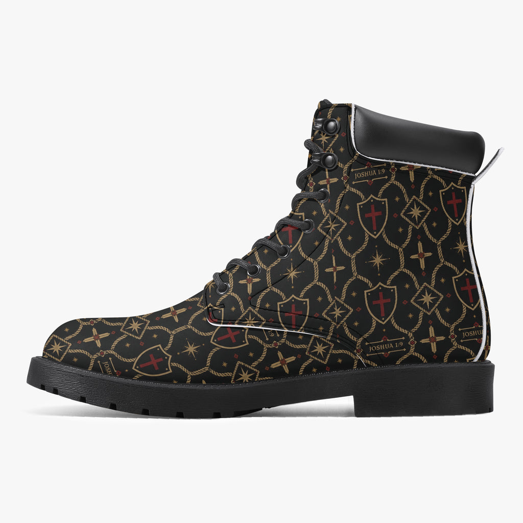 SANCTUS NOVA CARRY THE STANDARD leather boot in the signature monogram, sole detail