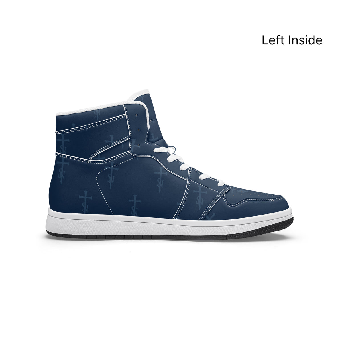 SANCTUS NOVA Royal Navy signature high-top sneakers. White trim, left inside profile.