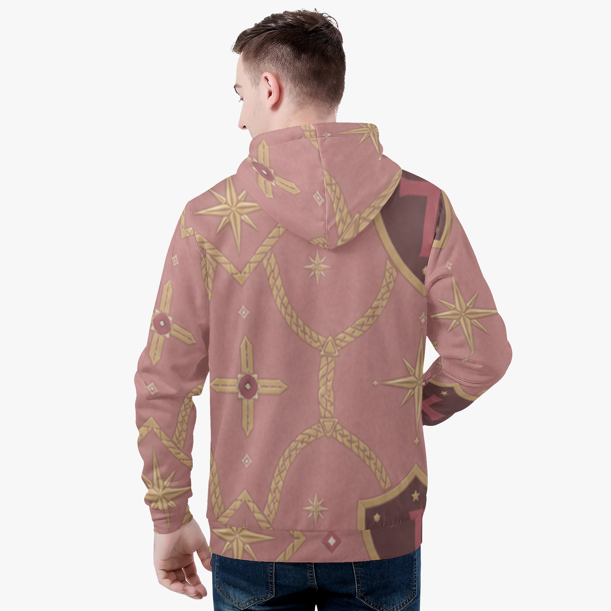CARRY THE STANDARD pullover hoodie in rose — SANCTUS NOVA house monogram