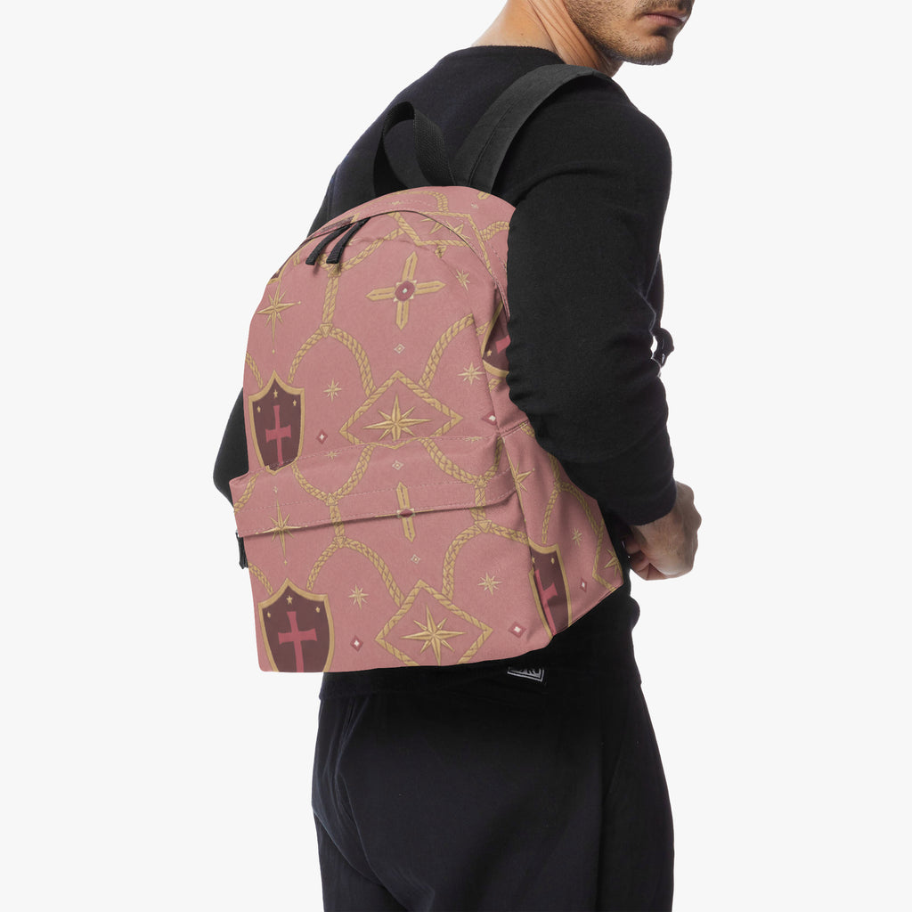 CARRY THE STANDARD full-print backpack in rose — SANCTUS NOVA house monogram, view 6
