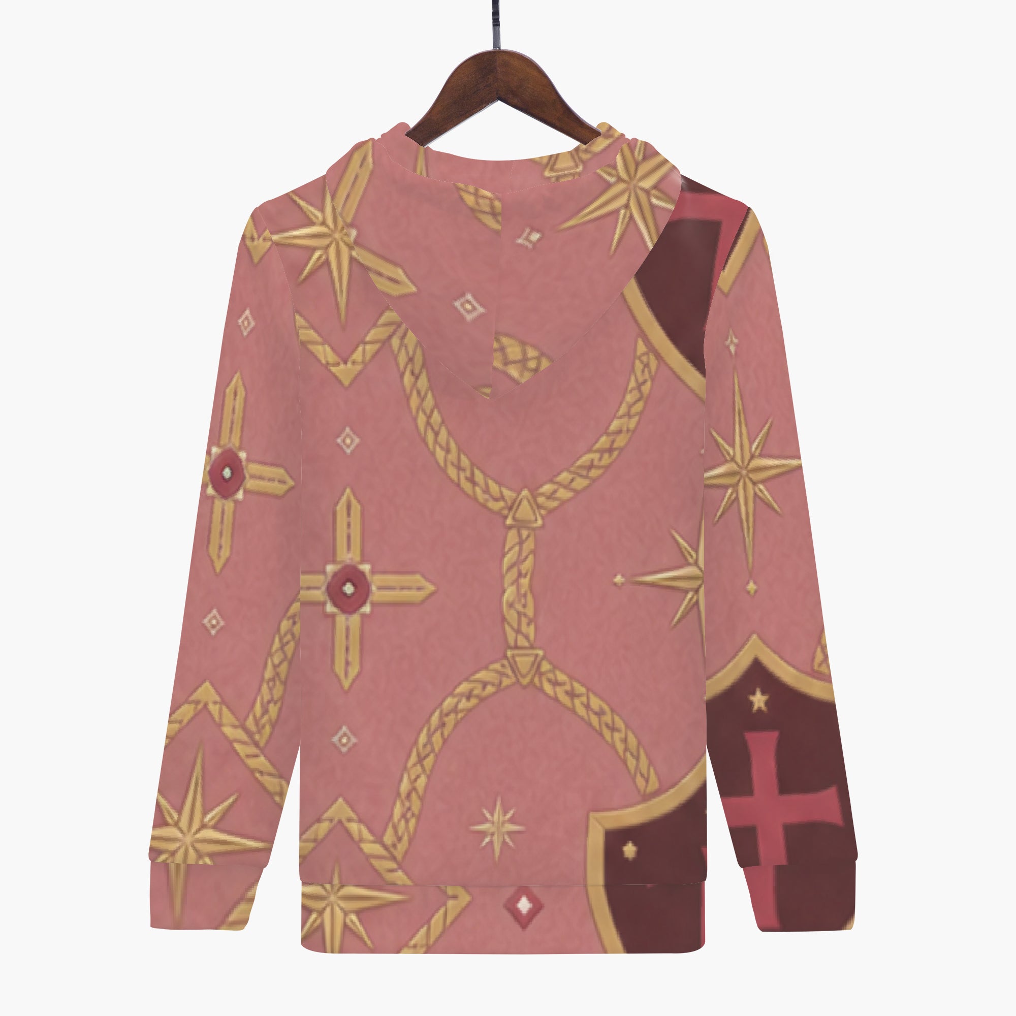 CARRY THE STANDARD full-zip hoodie in rose — SANCTUS NOVA house monogram