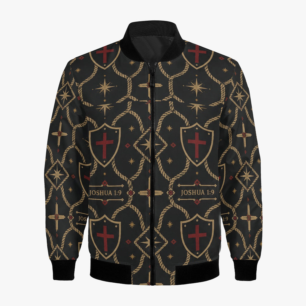 CARRY THE STANDARD bomber — gold four-point stars in diamond frames on charcoal (view 7)