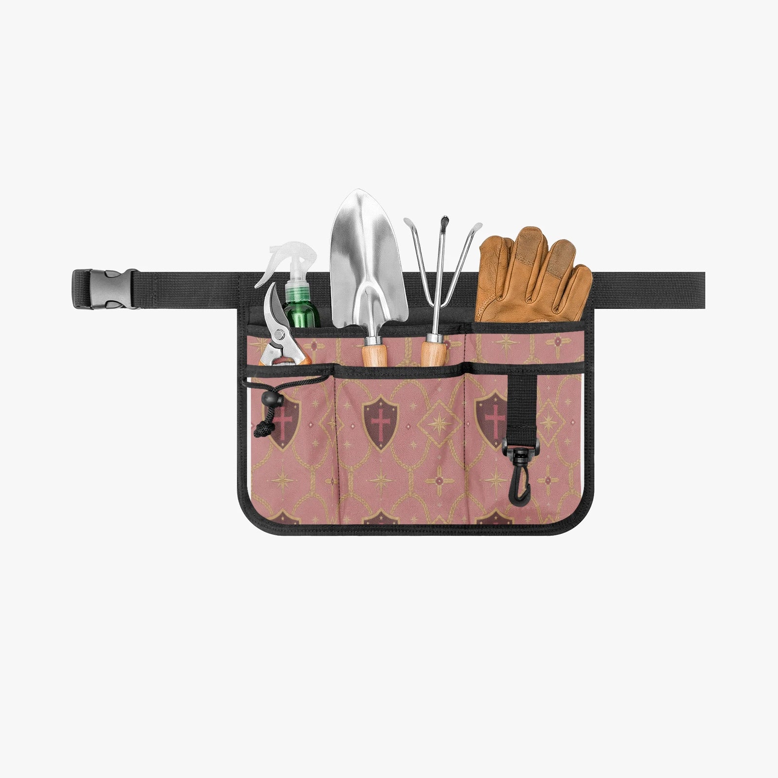 CARRY THE STANDARD utility waist pouch in rose — SANCTUS NOVA house monogram, view 2