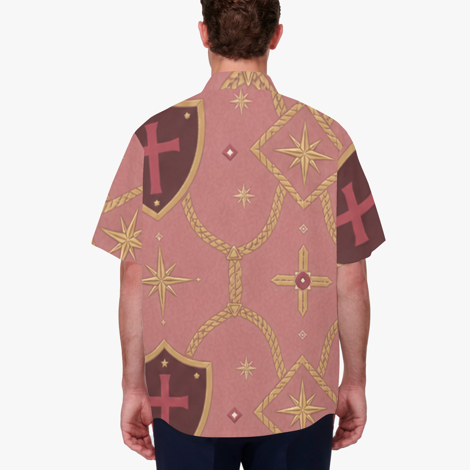 CARRY THE STANDARD christian camp shirt in rose — SANCTUS NOVA house monogram, view 3
