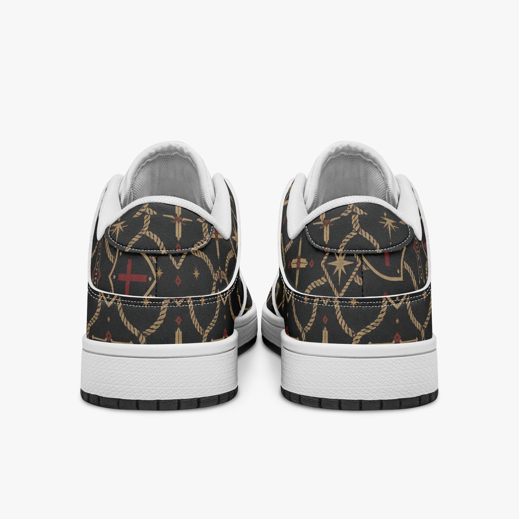 SANCTUS NOVA CARRY THE STANDARD court sneaker in the signature monogram, rear view