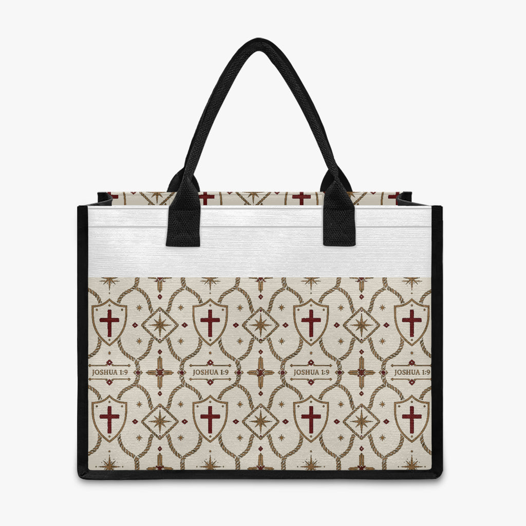 CARRY THE STANDARD full-print canvas tote in ivory — SANCTUS NOVA house monogram