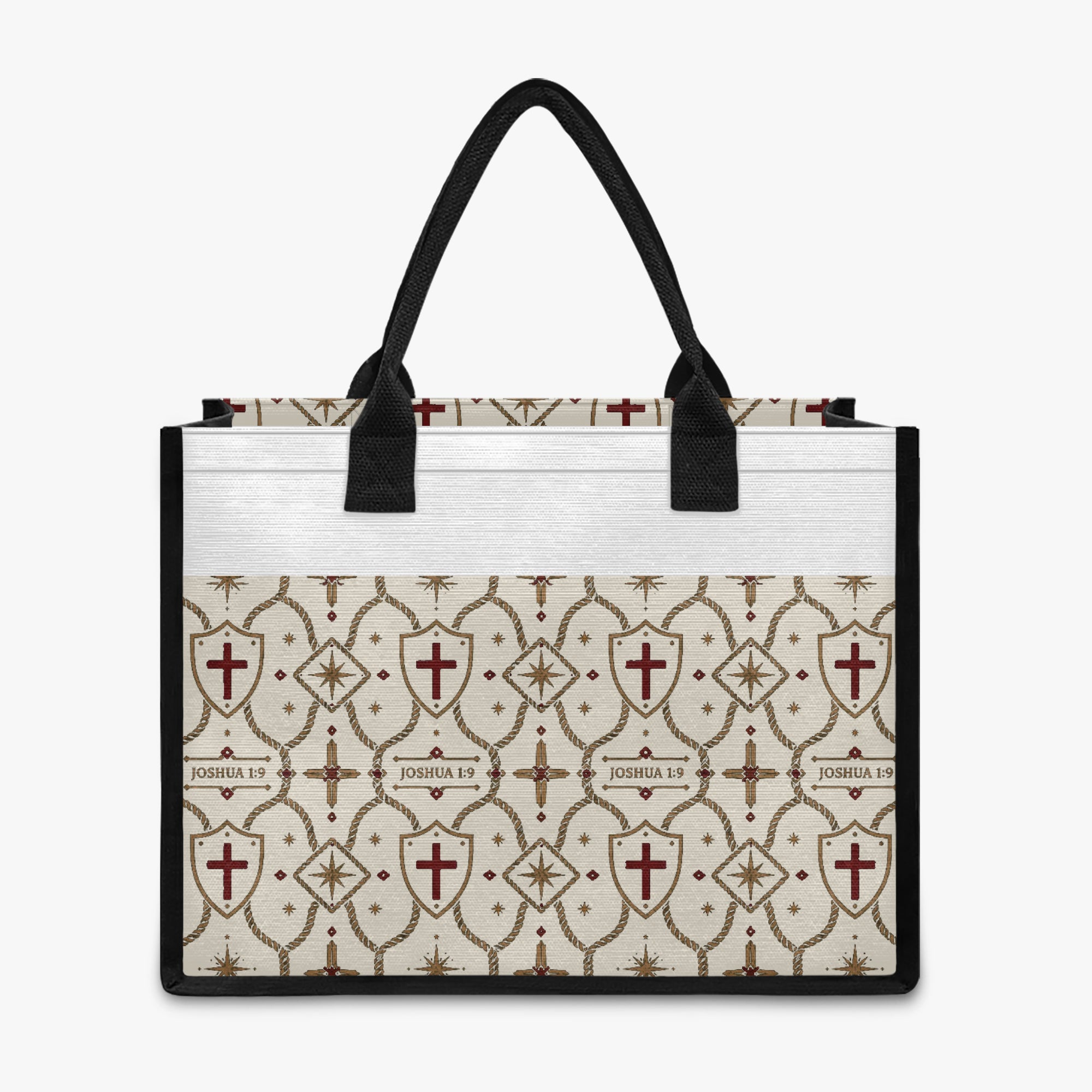 CARRY THE STANDARD full-print canvas tote in ivory — SANCTUS NOVA house monogram