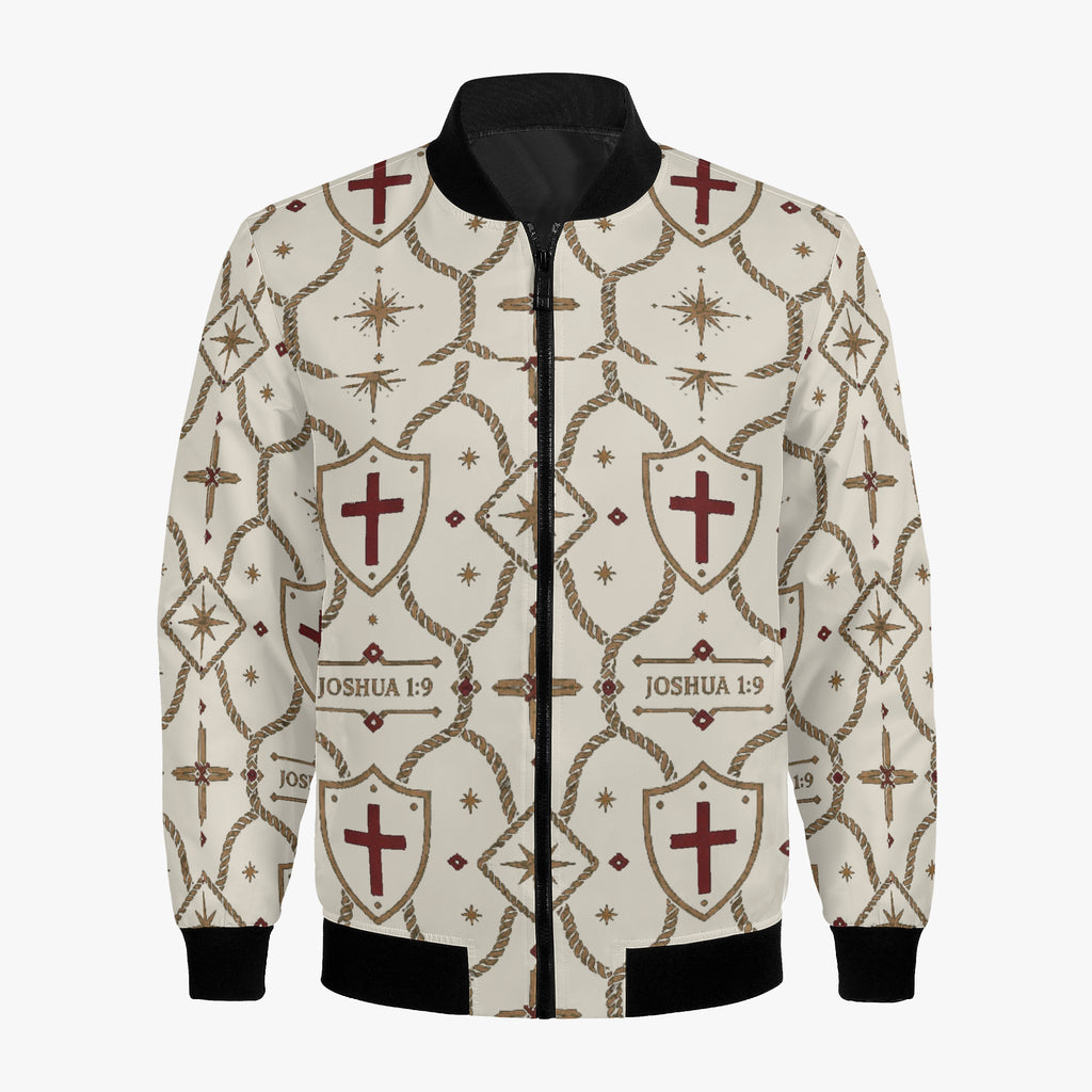 CARRY THE STANDARD women's bomber jacket in ivory — SANCTUS NOVA house monogram, view 7