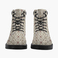 SANCTUS NOVA CARRY THE STANDARD leather boot in the ivory monogram, rear view