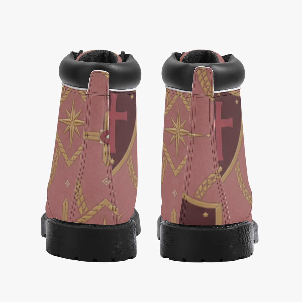 CARRY THE STANDARD leather boot in rose — SANCTUS NOVA house monogram, view 9