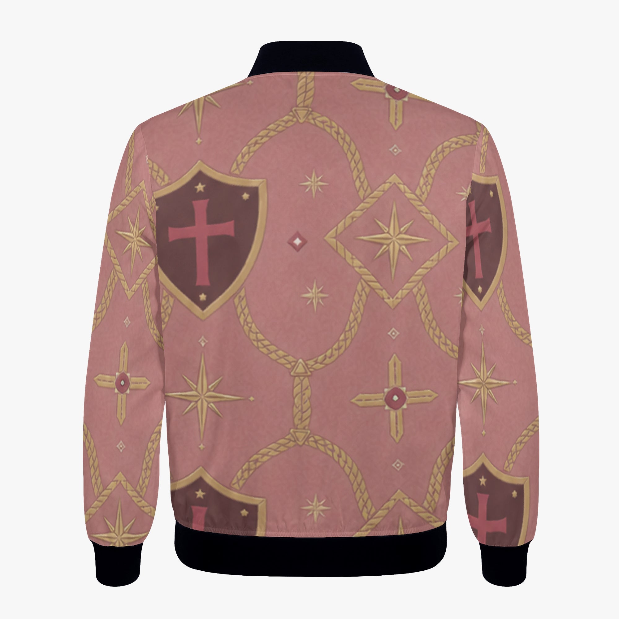 CARRY THE STANDARD women's bomber jacket in rose — SANCTUS NOVA house monogram, view 6