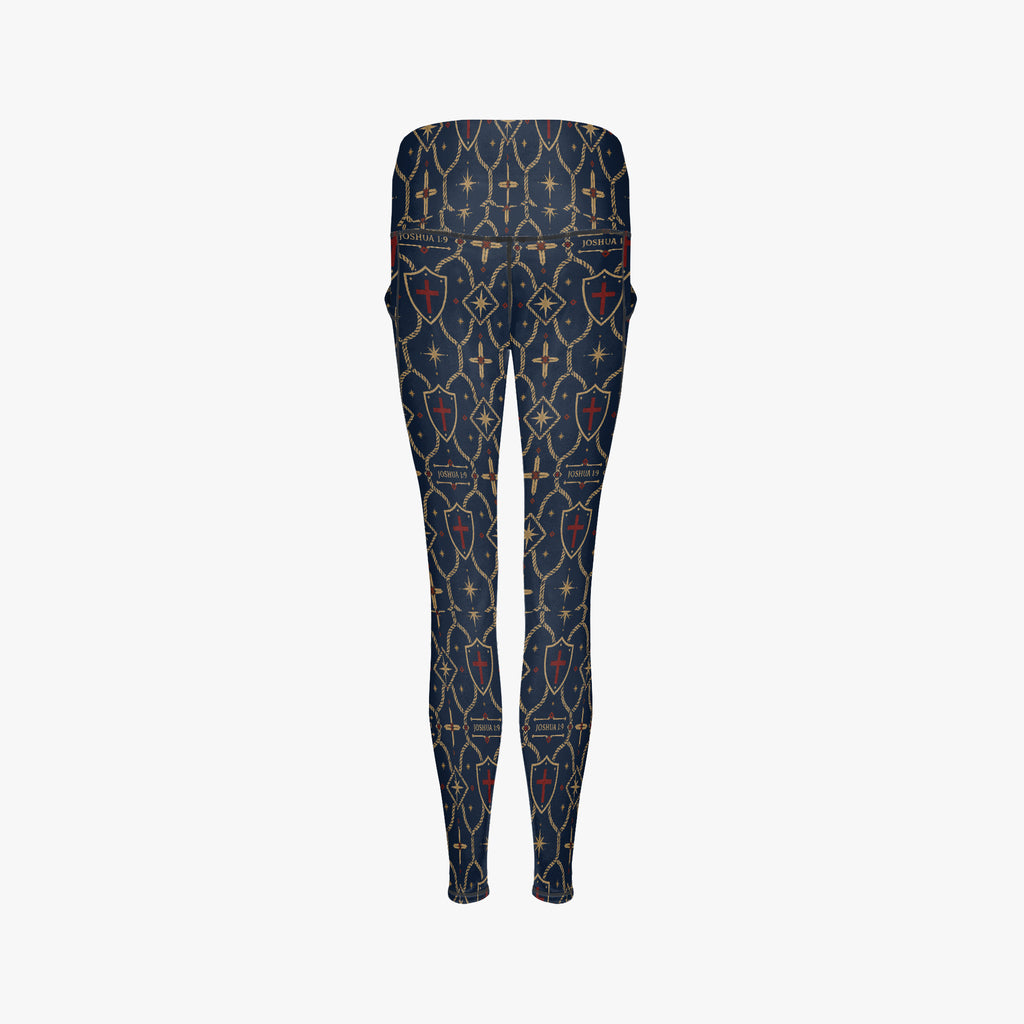 CARRY THE STANDARD women's leggings in signature black, monogram print detail