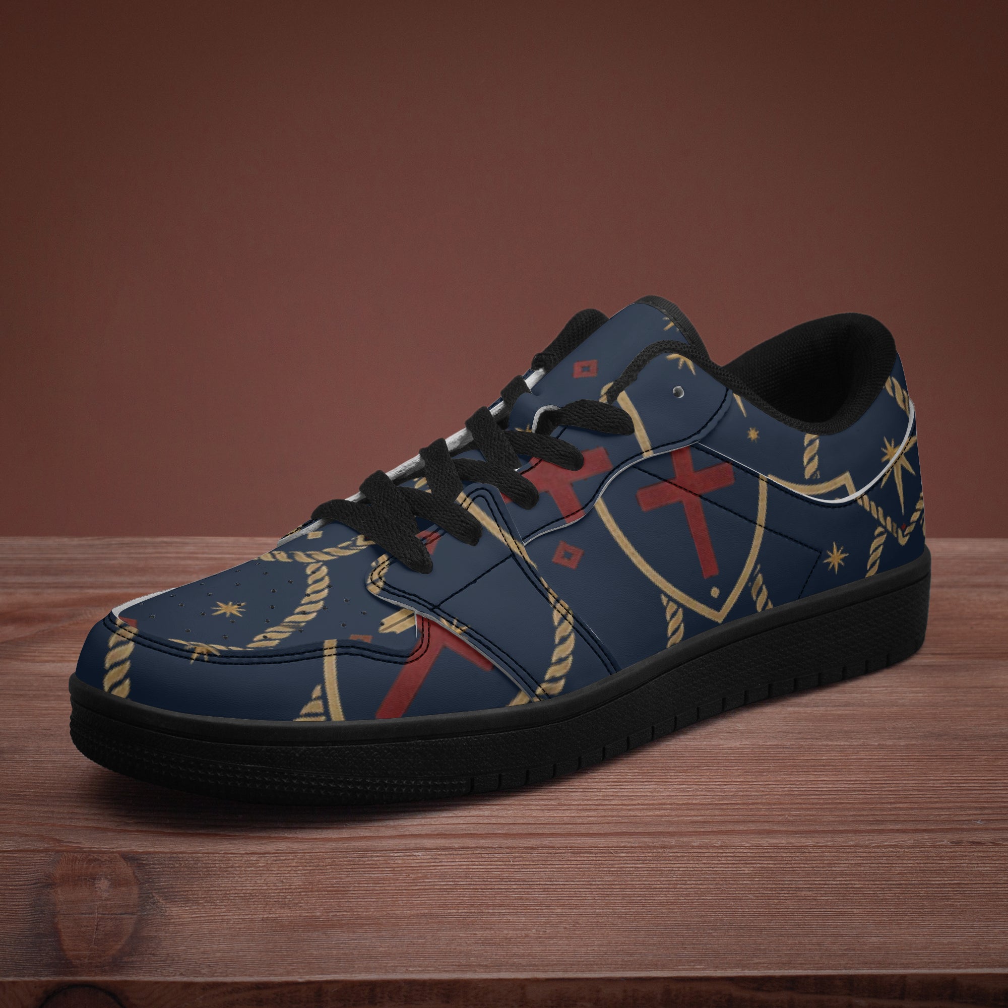 CARRY THE STANDARD low-top sneaker in royal navy — SANCTUS NOVA house monogram