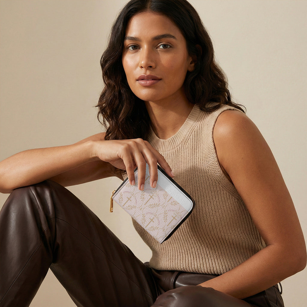 SANCTUS NOVA full-print zipper wallet in blush, view 6