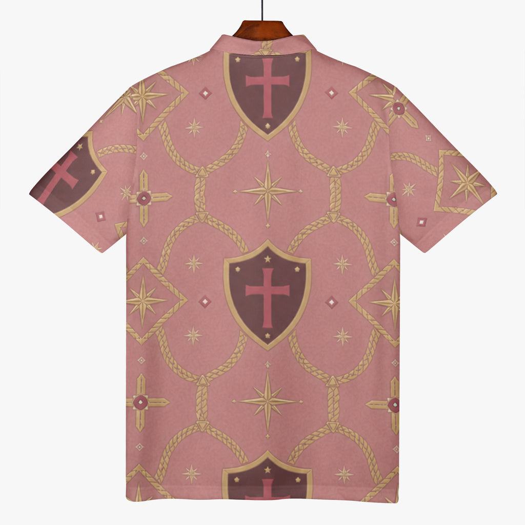 CARRY THE STANDARD polo in rose — SANCTUS NOVA house monogram