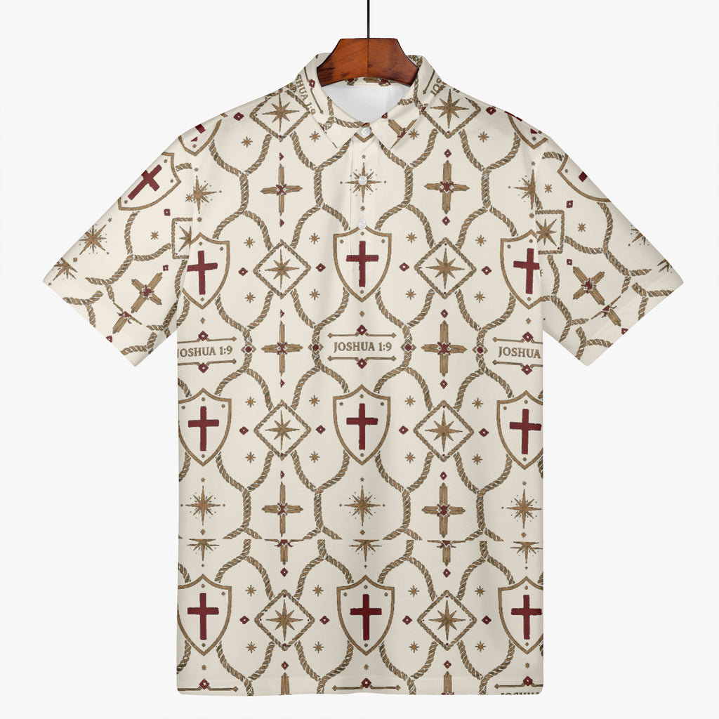 CARRY THE STANDARD polo in ivory — SANCTUS NOVA house monogram, view 4