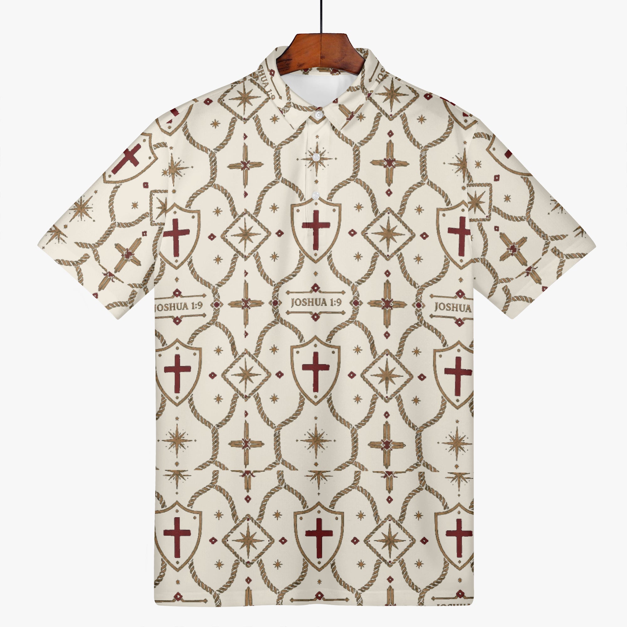 CARRY THE STANDARD polo in ivory — SANCTUS NOVA house monogram, view 4