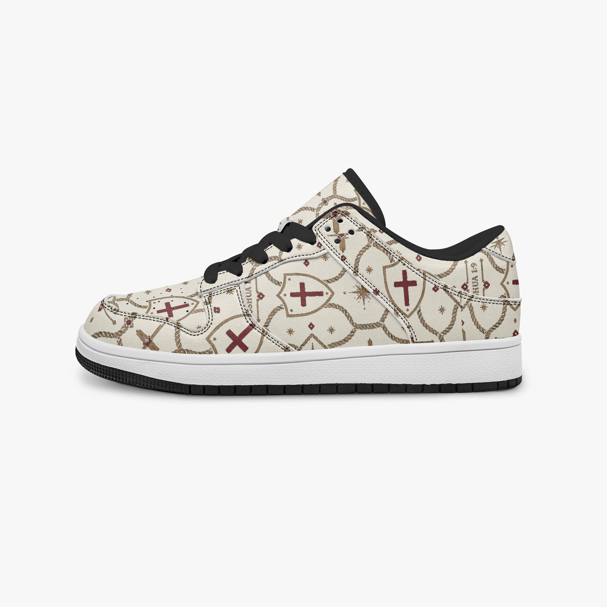 SANCTUS NOVA CARRY THE STANDARD court sneaker in the ivory monogram, lacing detail