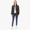 Women's monogram bomber — gold shields, crosses and four-point stars on charcoal (view 2)