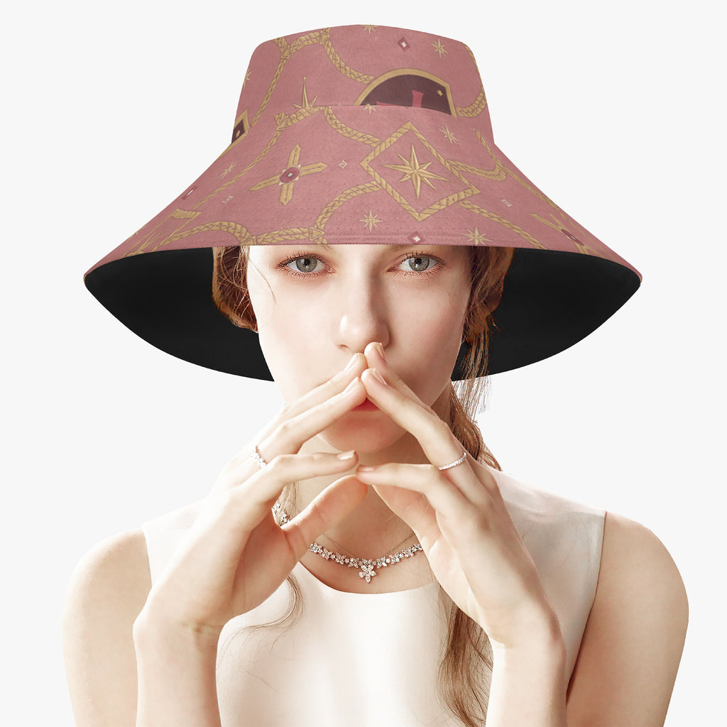 CARRY THE STANDARD bucket hat in rose — SANCTUS NOVA house monogram, view 3
