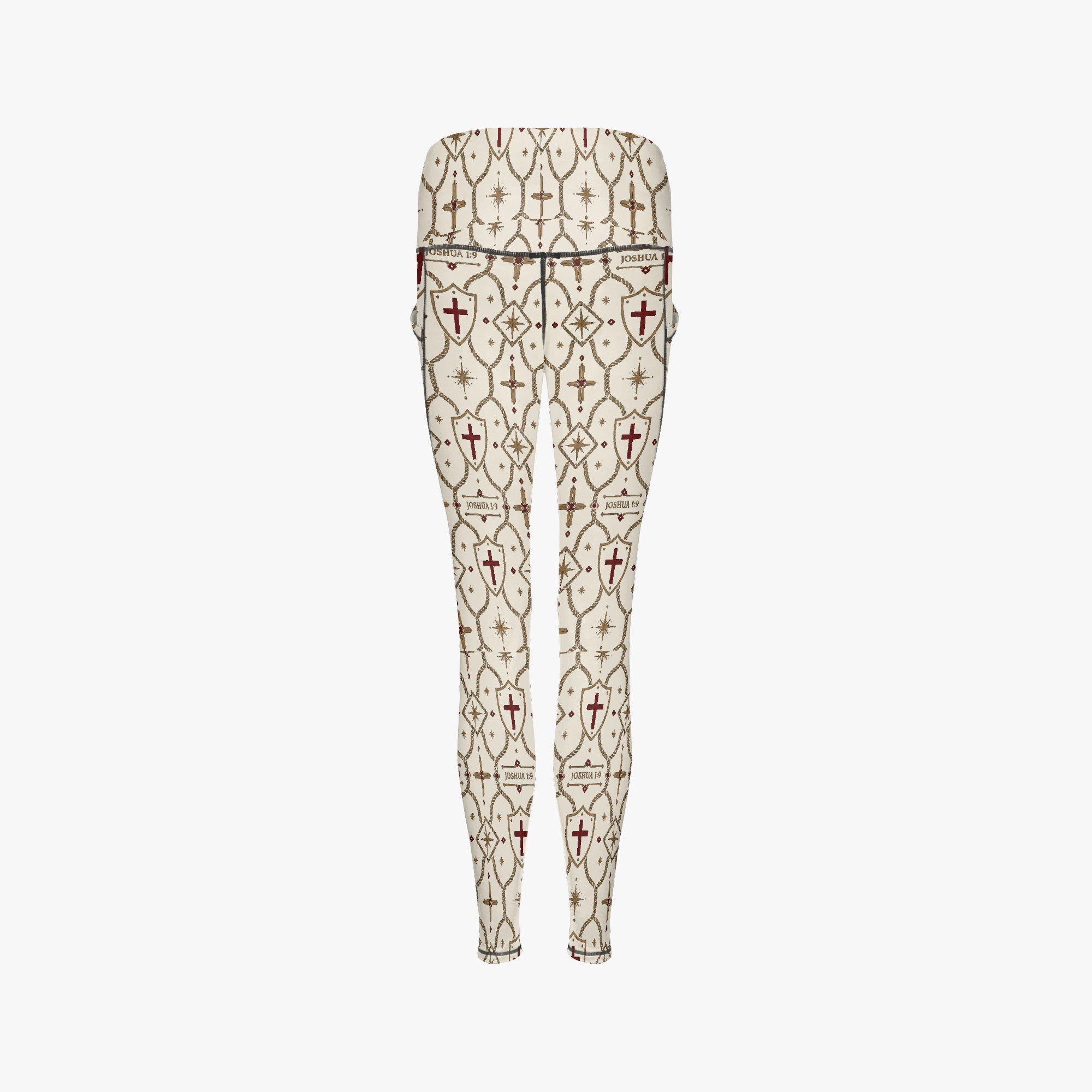 CARRY THE STANDARD women's leggings in ivory, monogram print detail