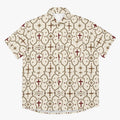 CARRY THE STANDARD camp shirt in ivory — SANCTUS NOVA house monogram, view 4