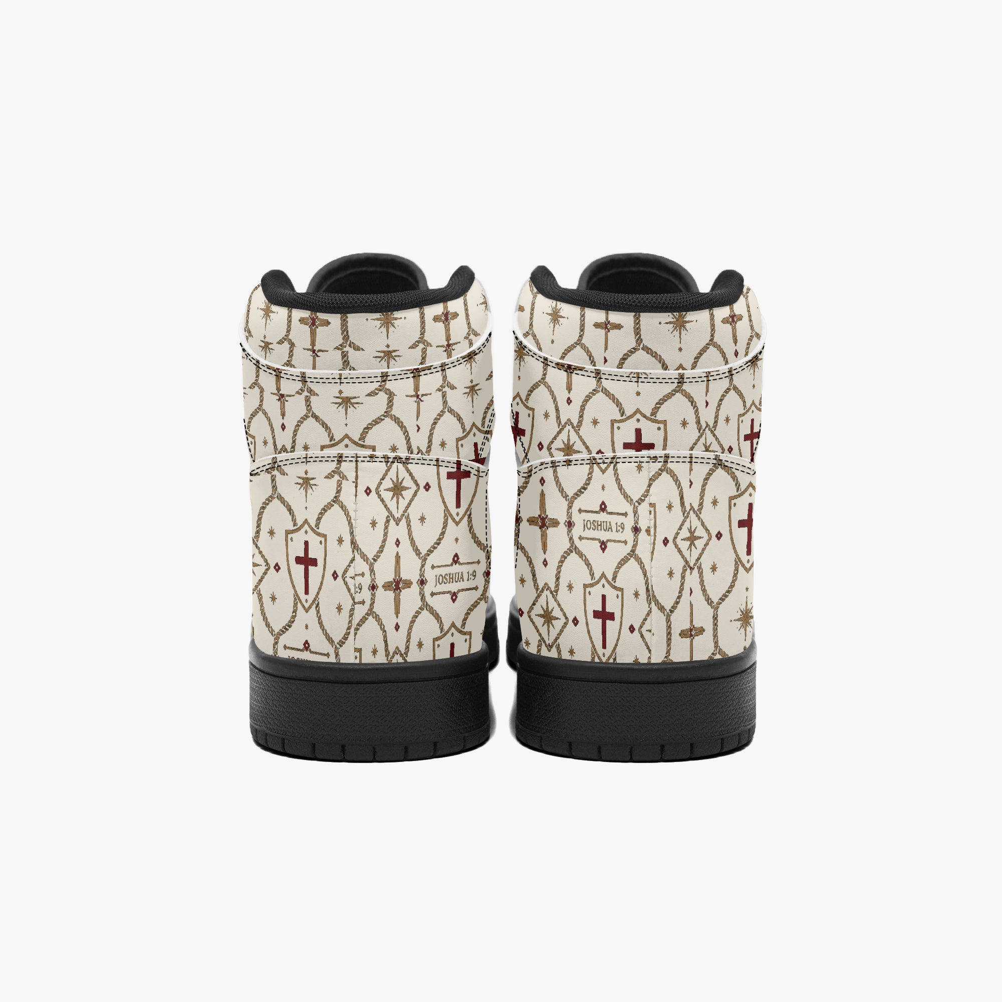 SANCTUS NOVA CARRY THE STANDARD high-top sneaker in the ivory monogram, lacing detail