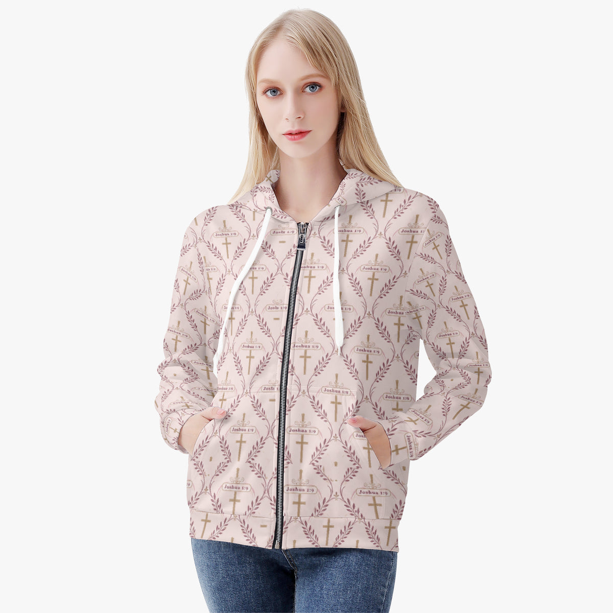 SANCTUS NOVA women's full-zip hoodie in blush, view 3