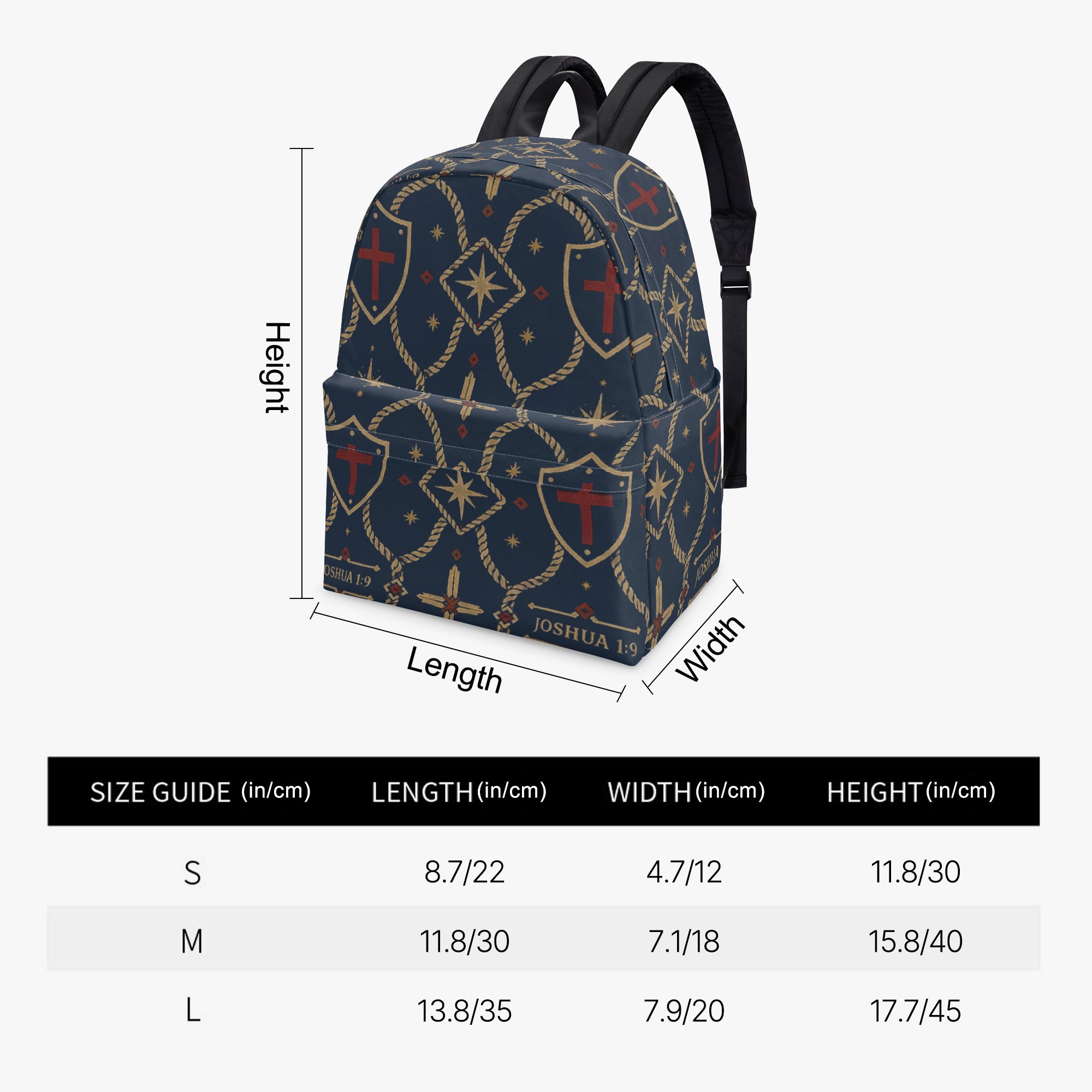 CARRY THE STANDARD full-print backpack in royal navy — SANCTUS NOVA house monogram, view 2