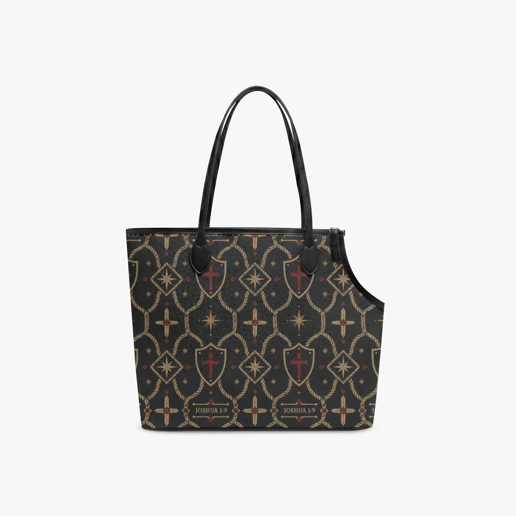CARRY THE STANDARD pet tote — rope-lattice trellis monogram on structured PU leather, view 3
