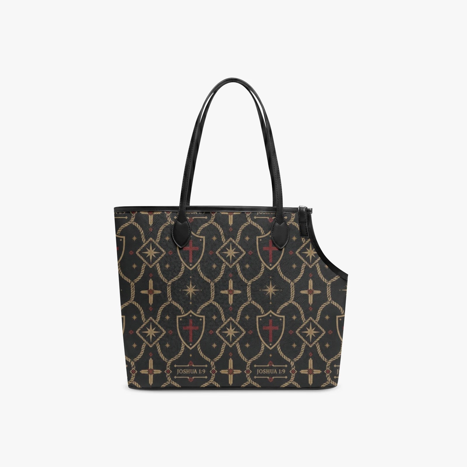 CARRY THE STANDARD pet tote — rope-lattice trellis monogram on structured PU leather, view 3