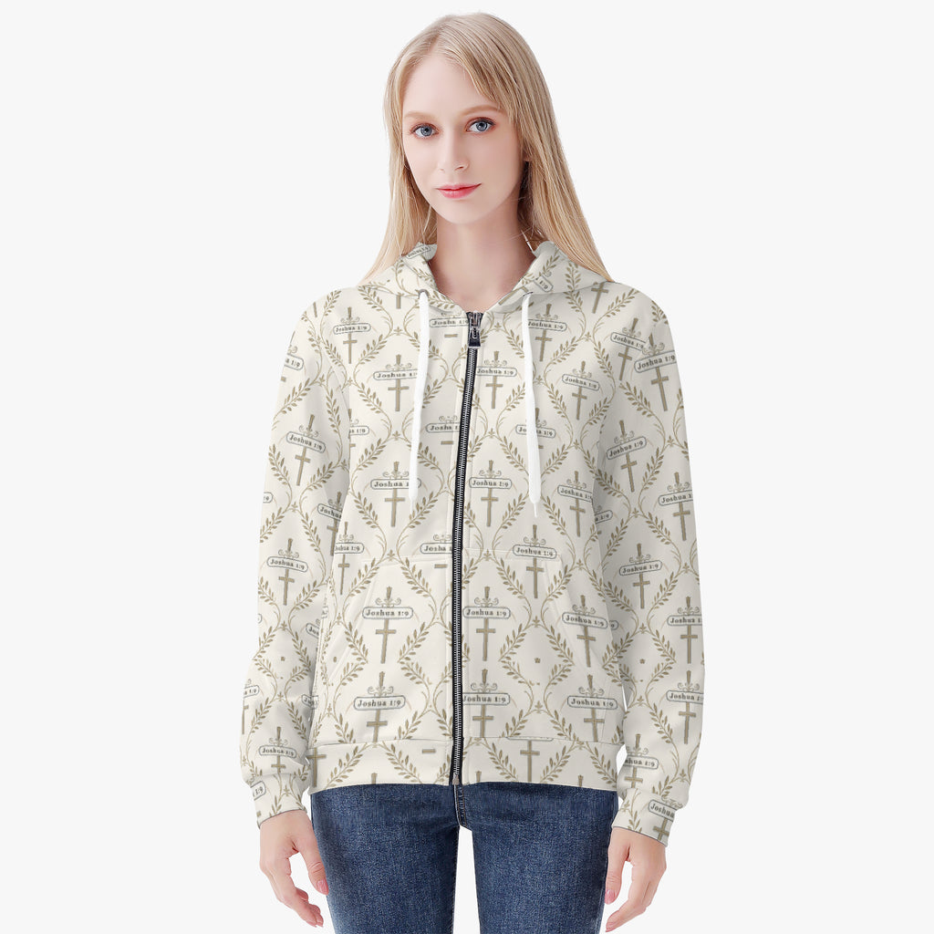 SANCTUS NOVA women's full-zip hoodie in ivory, view 5