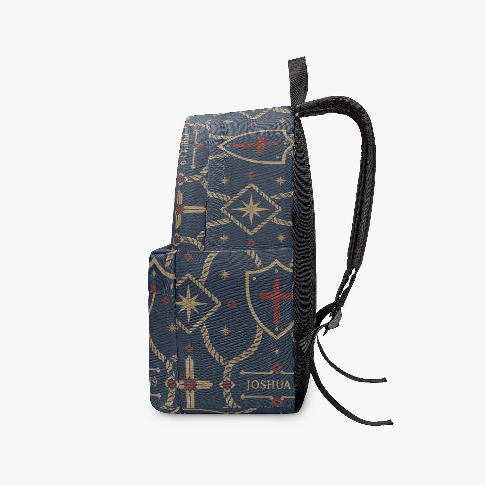 CARRY THE STANDARD full-print backpack in royal navy — SANCTUS NOVA house monogram