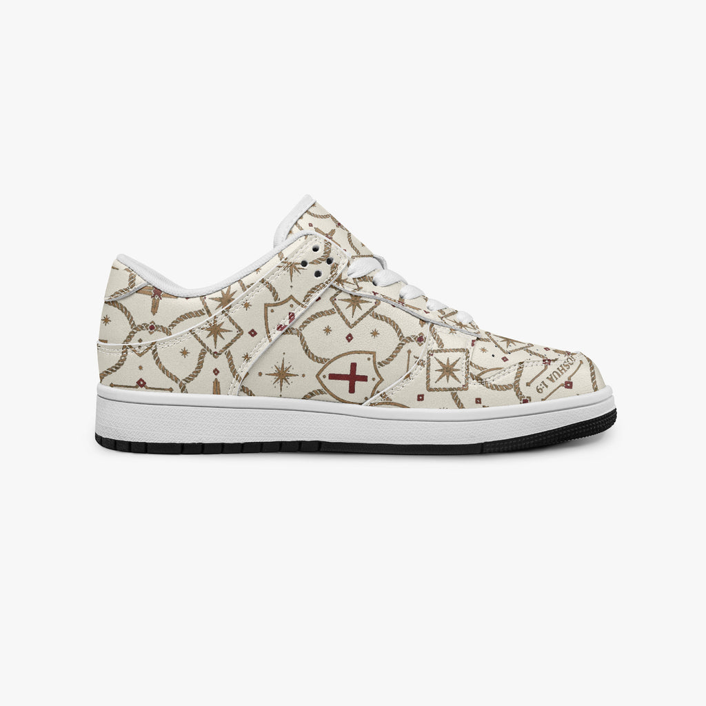 SANCTUS NOVA CARRY THE STANDARD court sneaker in the ivory monogram, pair view