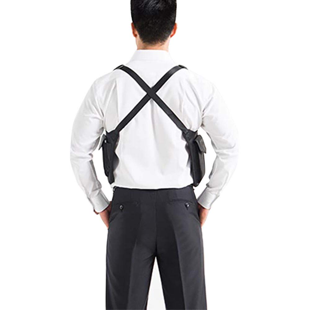 Shoulder holster worn — back, X-strap harness