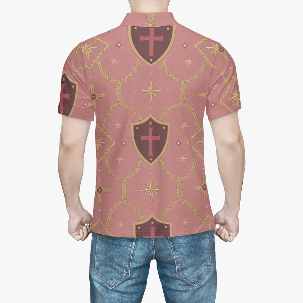 CARRY THE STANDARD polo in rose — SANCTUS NOVA house monogram, view 5